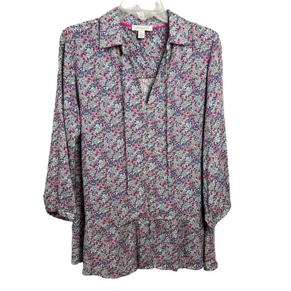 Vintage X America Elsie Women Medium Top Blouse Ditsy Floral Peplum Boho Spring - Picture 5 of 16